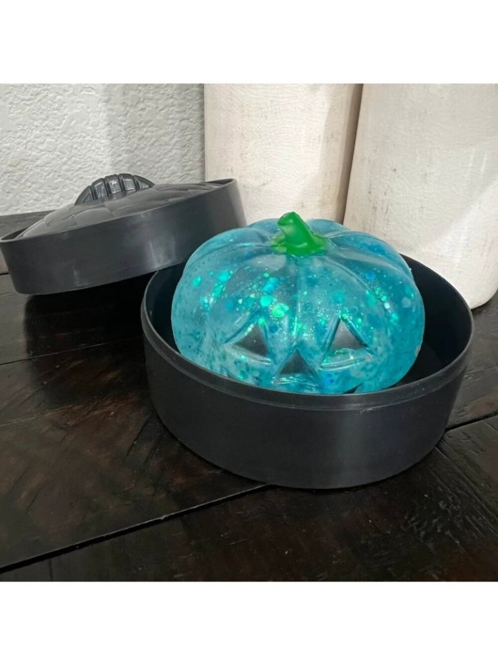 Halloween Squishy Pumpkin Blue Glitter
